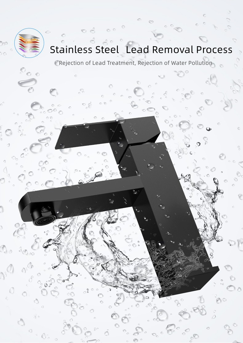 HB6009 Square Design Hot and Cold Water Taps Wash Basin Faucet
