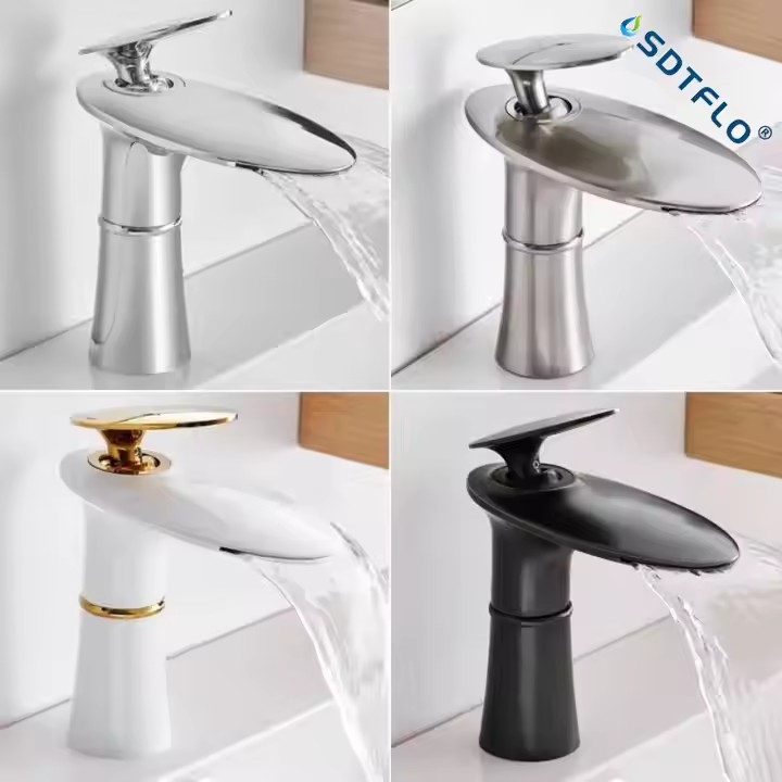 HB6032 Basin Faucet All Copper Bathroom Cabinet Waterfall Outlet Hot and Cold Faucet
