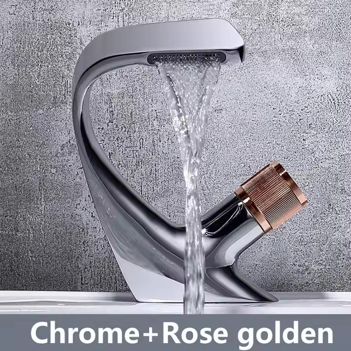  HB6033 Basin Faucet All Copper Bathroom Cabinet Waterfall Outlet Hot and Cold Faucet	
