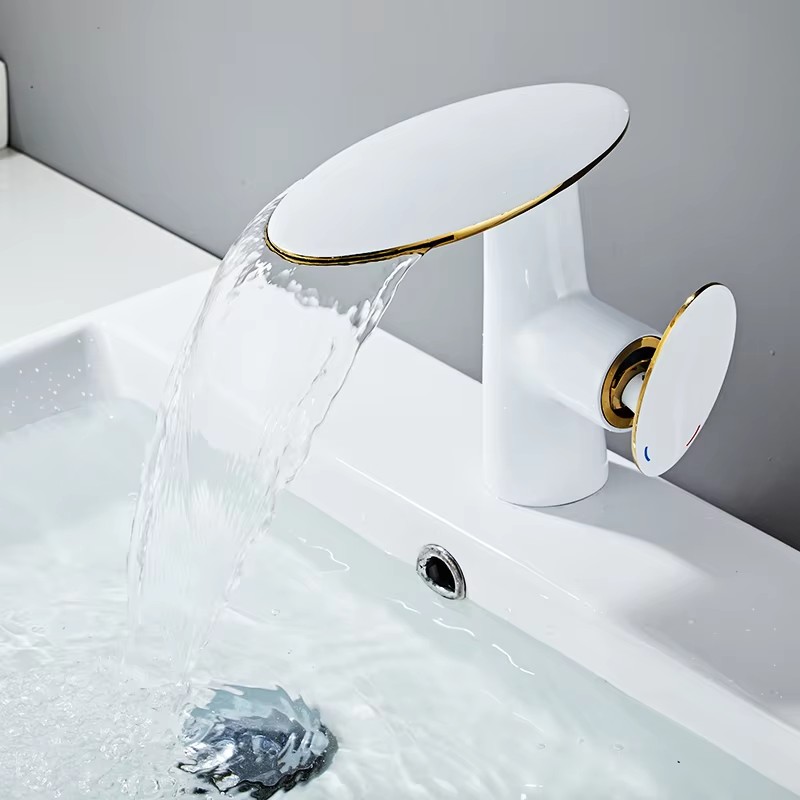  HB6035 Basin Faucet All Copper Bathroom Cabinet Waterfall Outlet Hot and Cold Faucet	