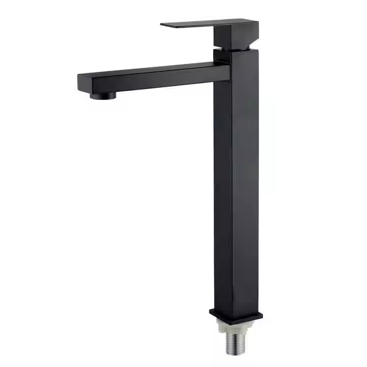 HB6040 Single Cold Water Wash Hand Stainless Steel Square Single Handle Basin Faucet	