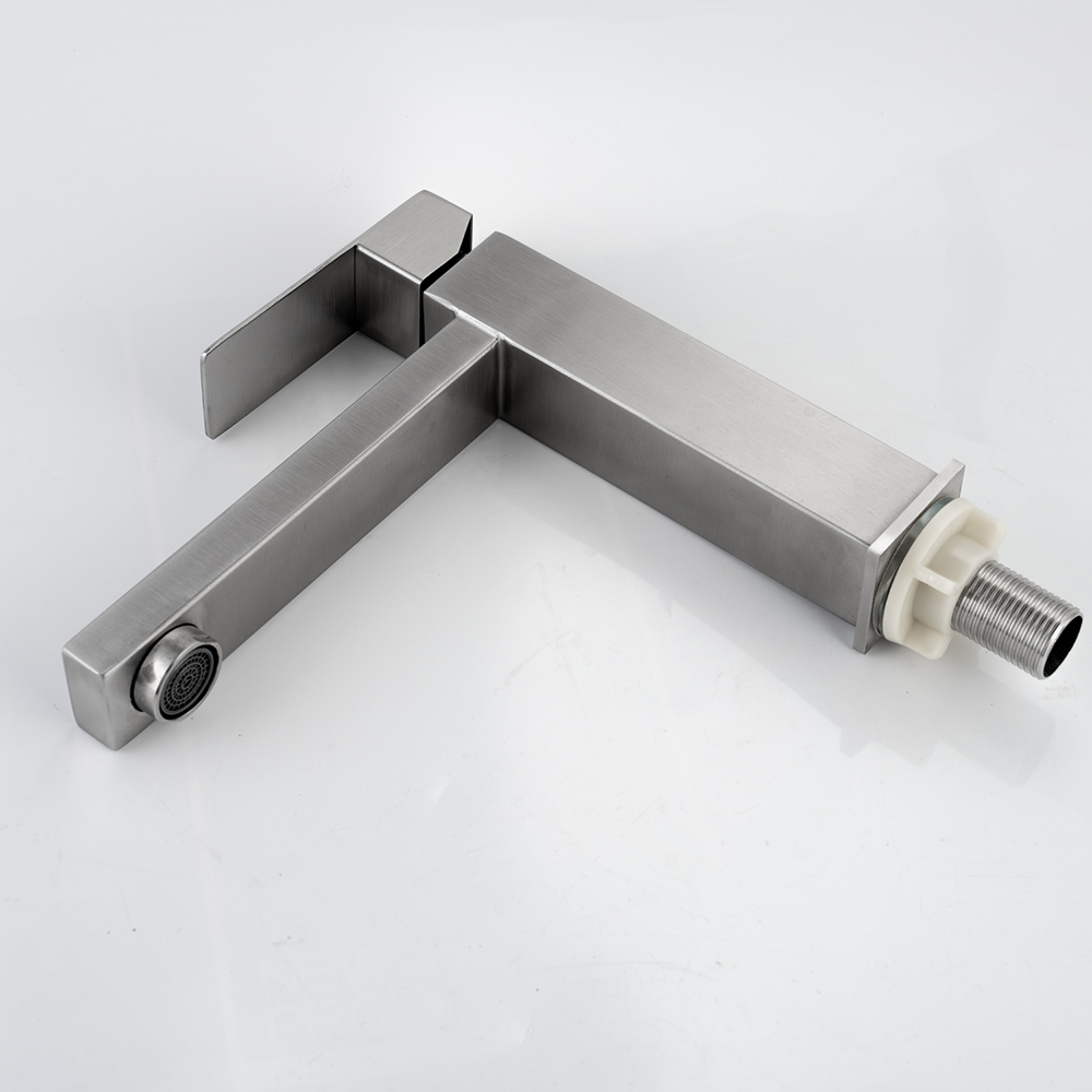  HB6040 Single Cold Water Wash Hand Stainless Steel Square Single Handle Basin Faucet	