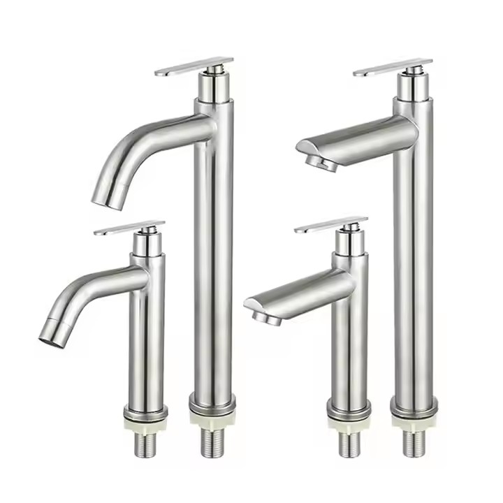 HB6044 Single Cold Taps 304 Stainless Steel Brushed Long And Short