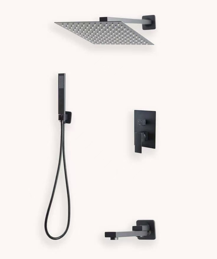 HS5001- BModern brass wall-mounted shower system, luxurious hidden shower set