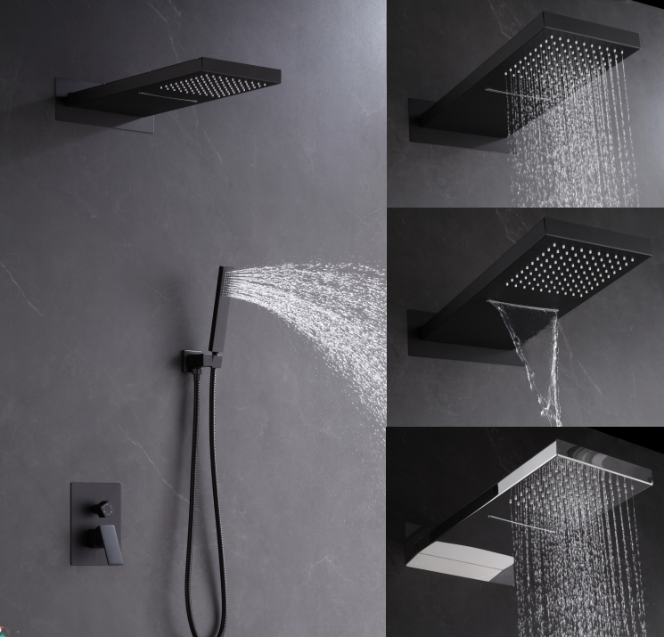 HS5003 Modern brass wall-mounted shower system, luxurious hidden shower set