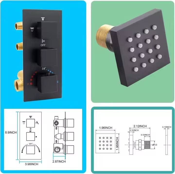 HS5011 Modern brass wall-mounted shower system, luxurious hidden shower set