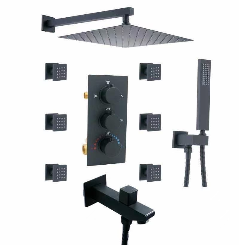 HS5012 Modern brass wall-mounted shower system, luxurious hidden shower set