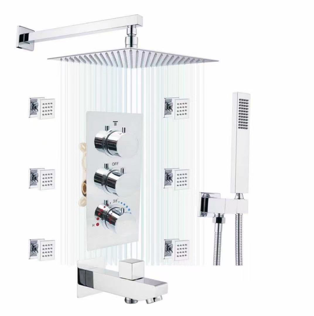 HS5012 Modern brass wall-mounted shower system, luxurious hidden shower set