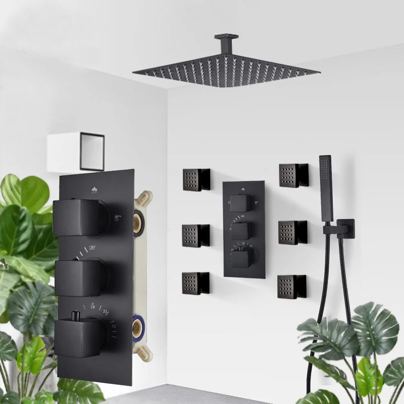 HS5013-A Modern brass wall-mounted shower system, luxurious hidden shower set