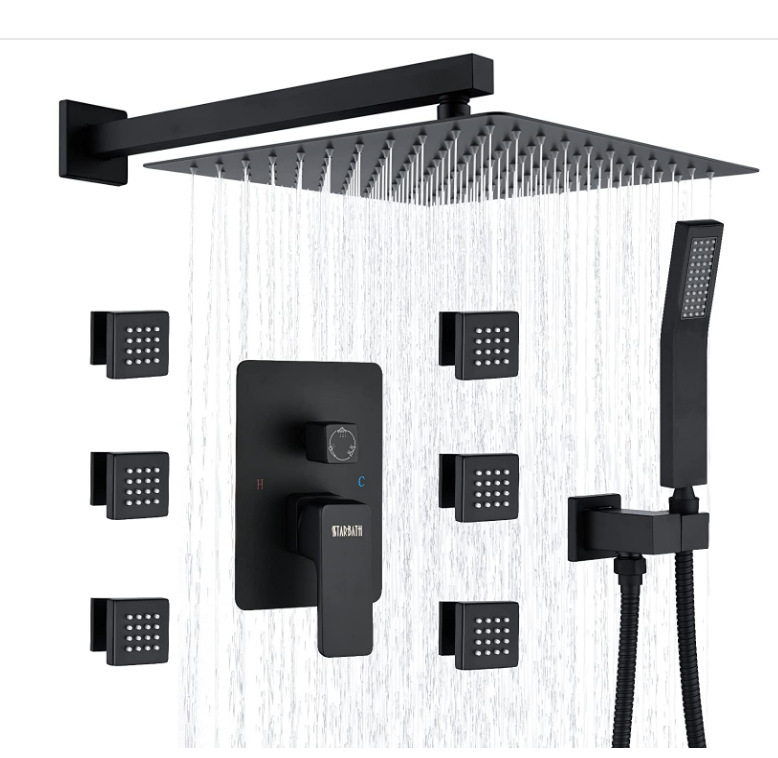 HS5014-A Modern brass wall-mounted shower system, luxurious hidden shower set
