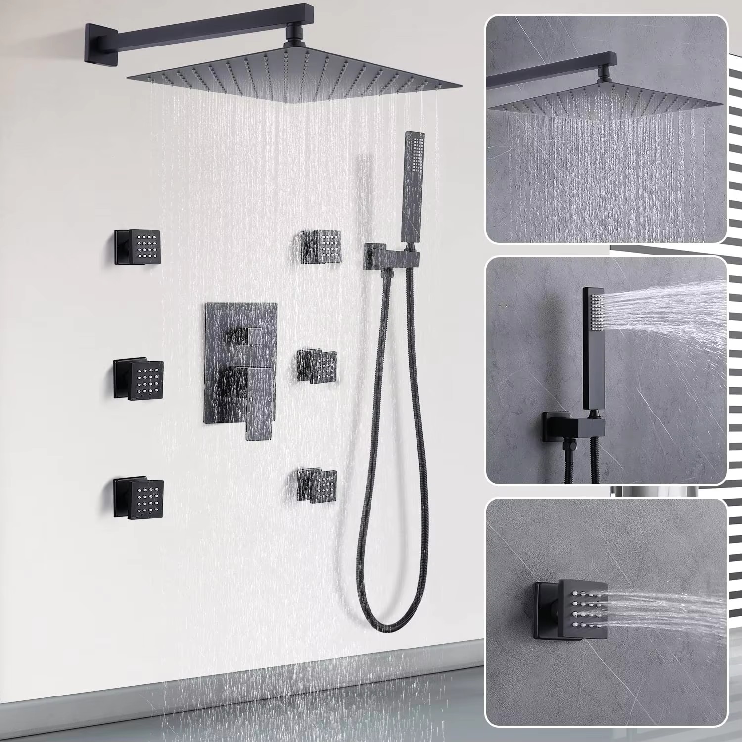 HS5014-A Modern brass wall-mounted shower system, luxurious hidden shower set