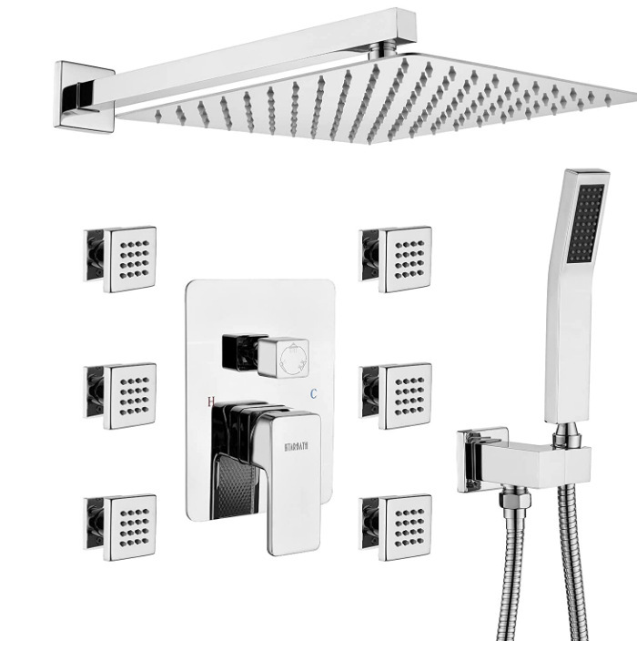 HS5014-A Modern brass wall-mounted shower system, luxurious hidden shower set