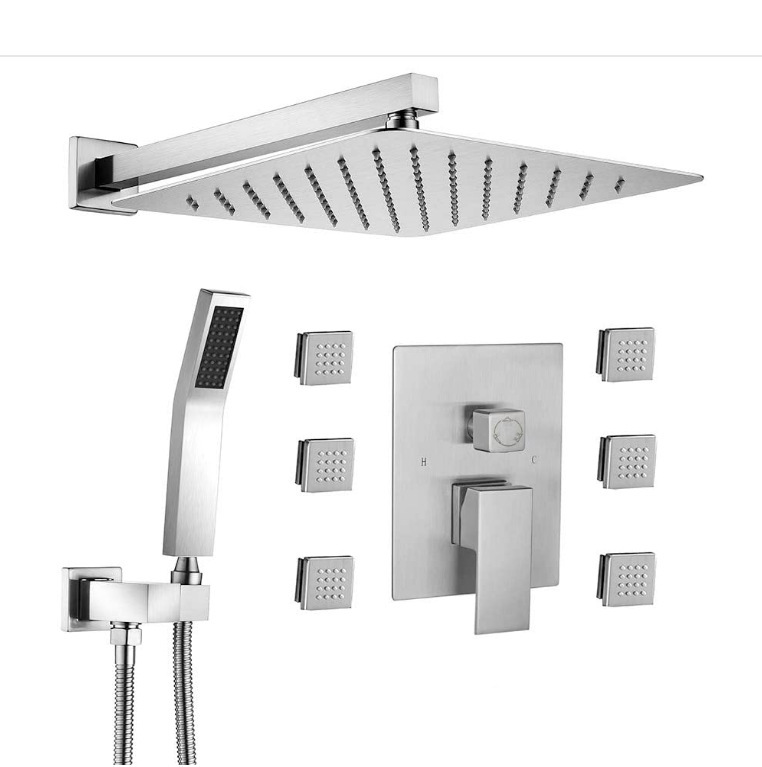HS5014-A Modern brass wall-mounted shower system, luxurious hidden shower set
