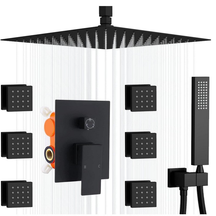 HS5014-B Modern brass wall-mounted shower system, luxurious hidden shower set