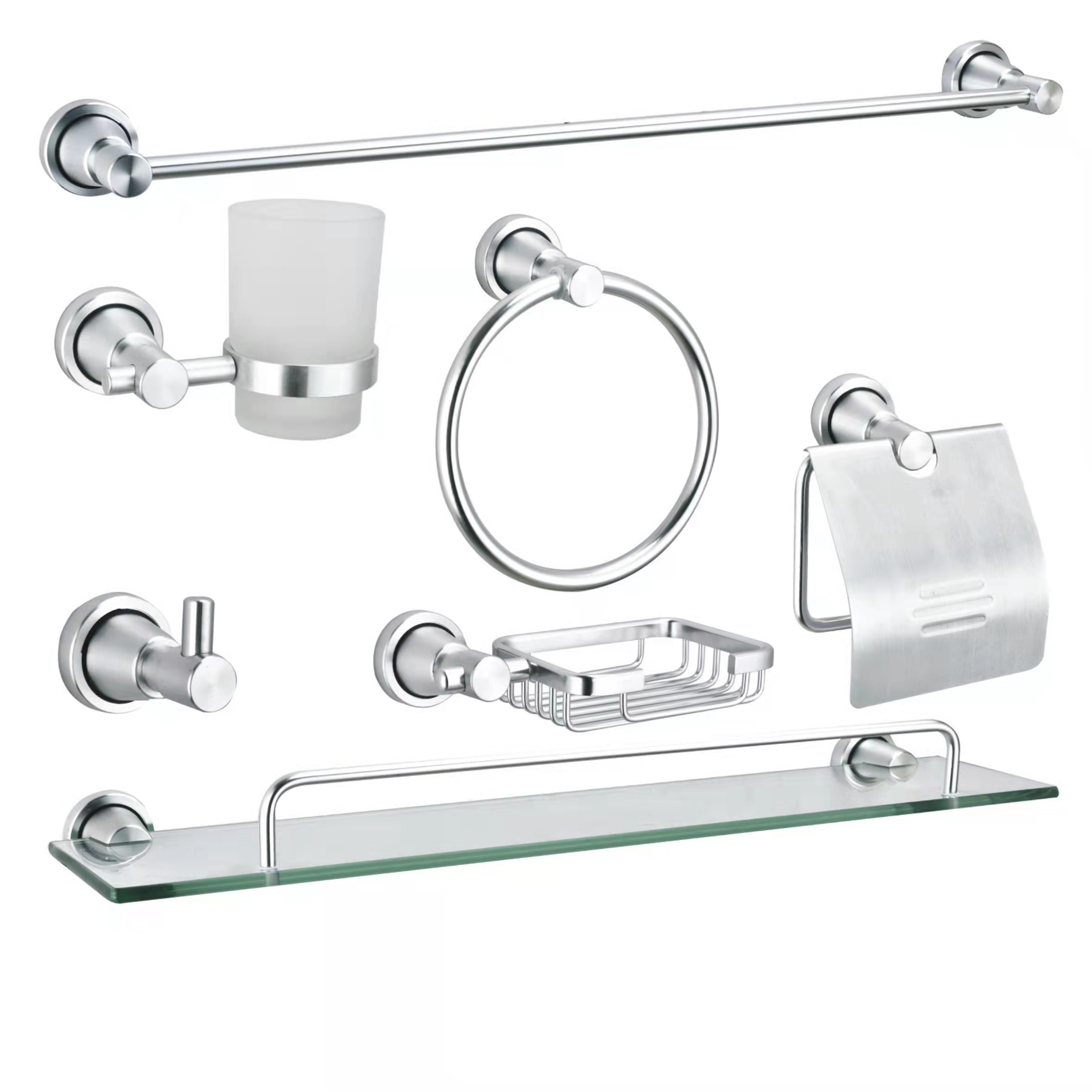 8300 series of classic brushed bathroom accessories 7 sets