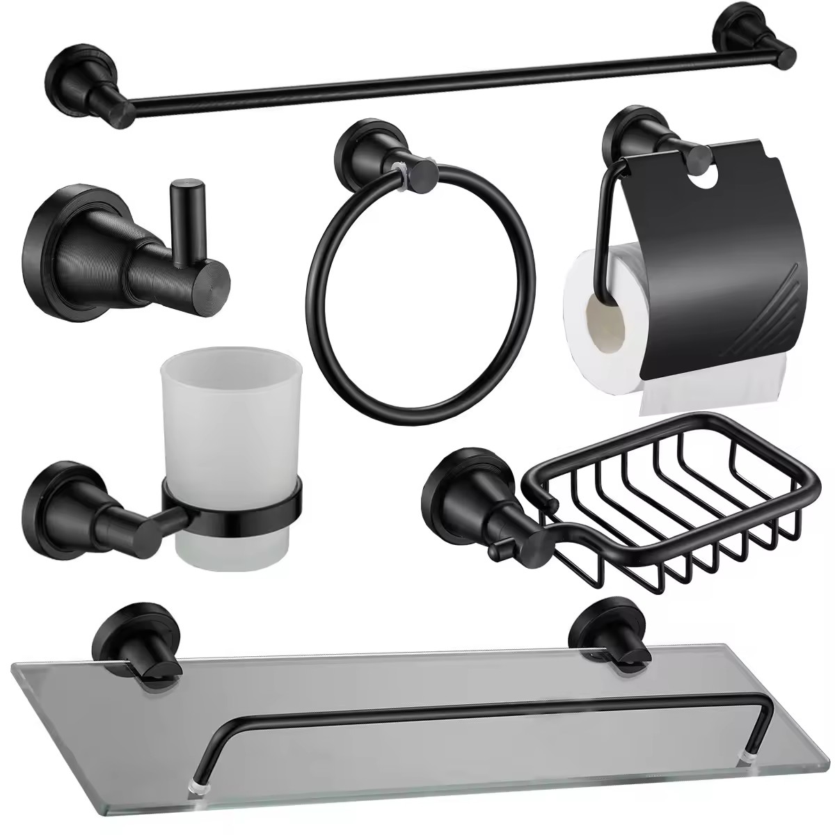 8300 series of classic brushed bathroom accessories 7 sets