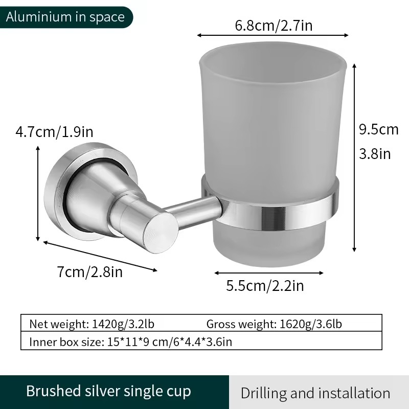 8300 series of classic brushed bathroom accessories Single cup